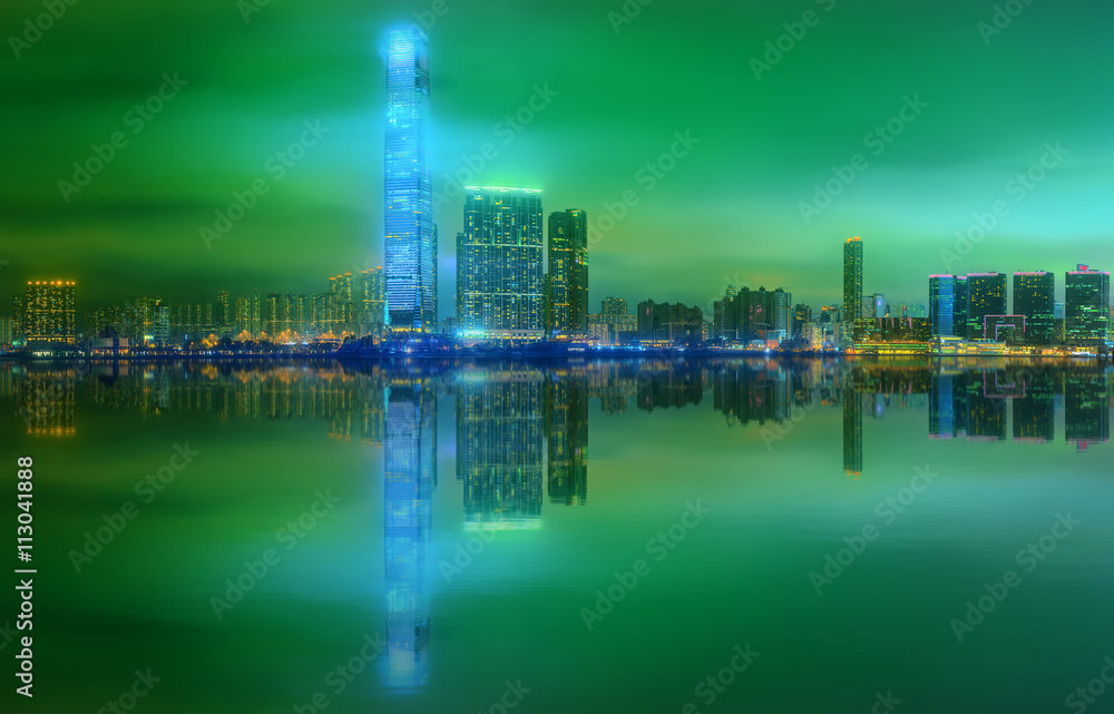 Naklejka premium Panorama of Hong Kong and Financial district