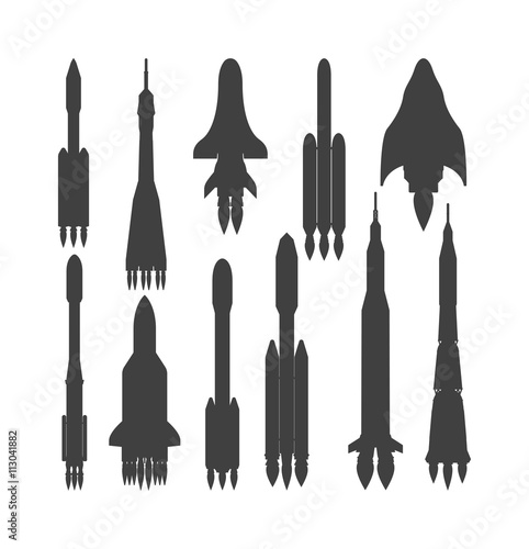 Rocket black silhouette vector icon isolated