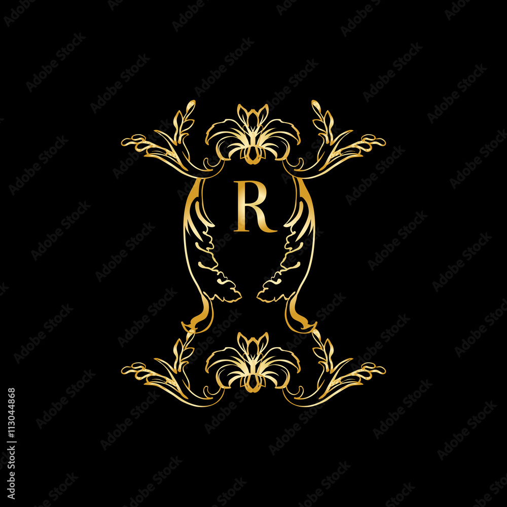 Stylish and elegant monogram design template with letter R. Vector ...
