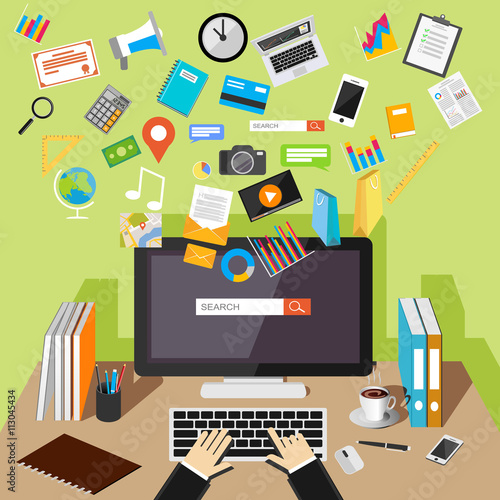 Web contents concept illustration. Surfing the internet.
