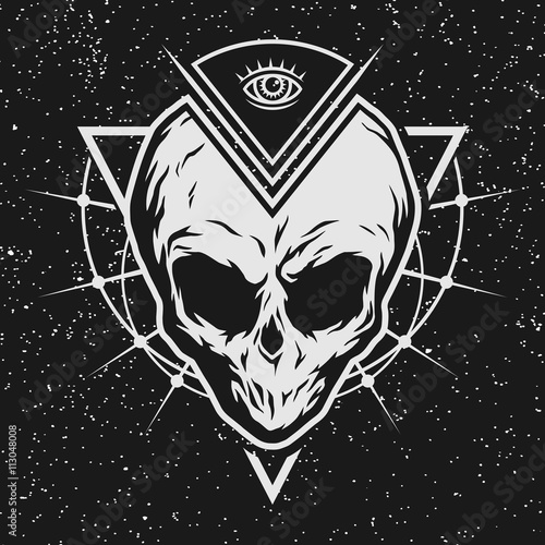 Skull is an alien with geometric elements.