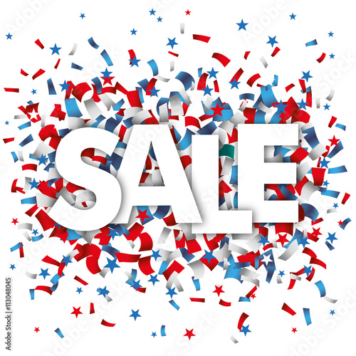 Sale Blue Red White Confetti Stars