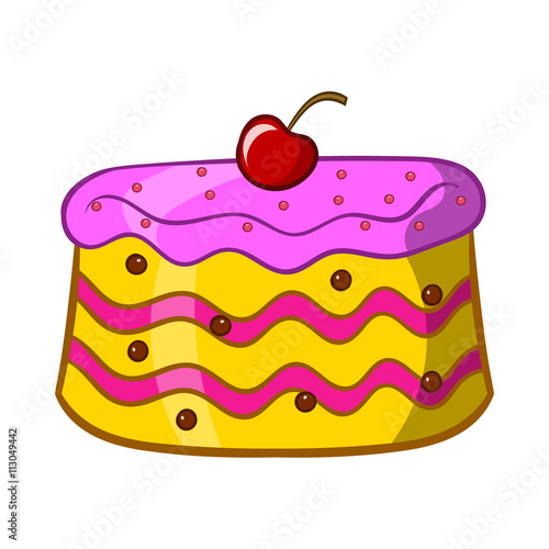Cake icon, cartoon style