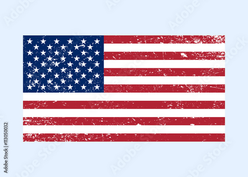 Flag USA sign Grunge. National symbol of freedom, independence. Original simple United State Of America flag isolated on white background. Official colors and Proportion Correctly. Vector illustration