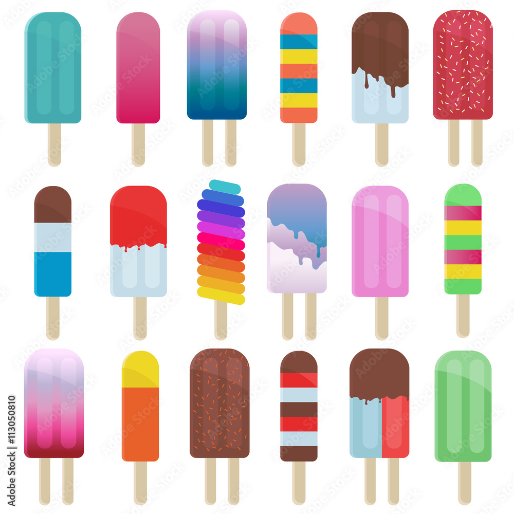 Popsicles and Ice Cream Isolated Vector Set Popsicles and Ice Cream Isolated Vector Set