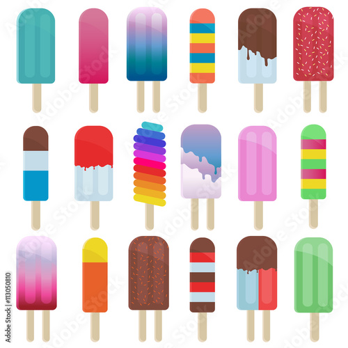 Popsicles and Ice Cream Isolated Vector Set