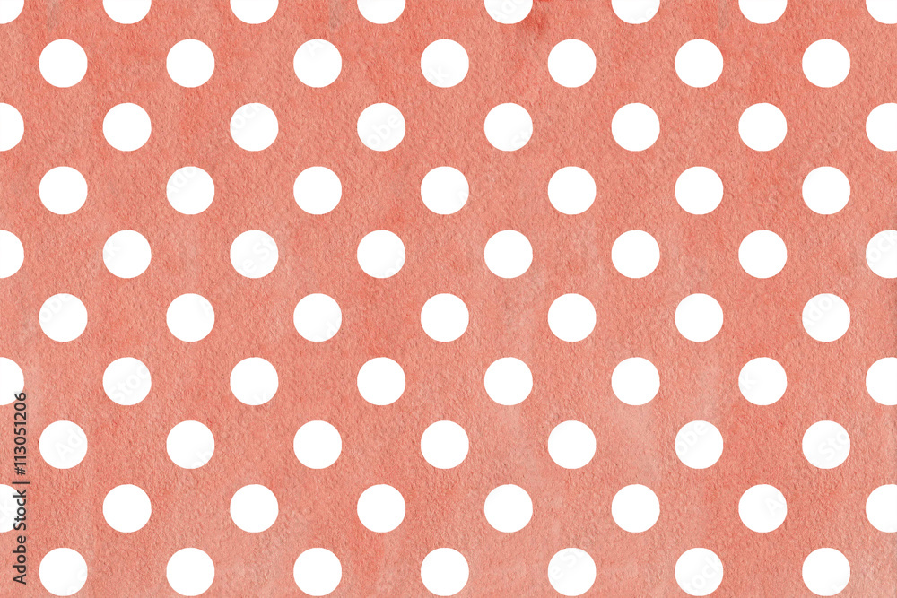 White dots on pink watercolor background.
