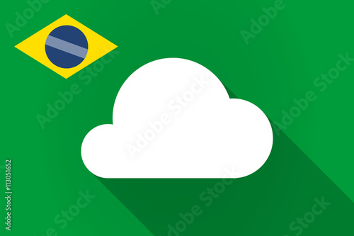 Long shadow Brazil flag with a cloud