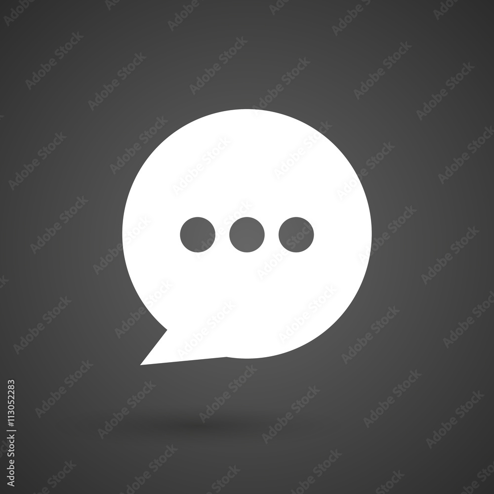 a comic balloon white icon on a dark background a comic balloon white icon on a dark background