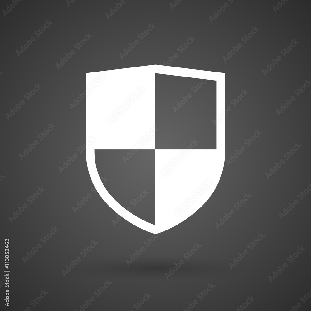 a shield white icon on a dark background a shield white icon on a dark background