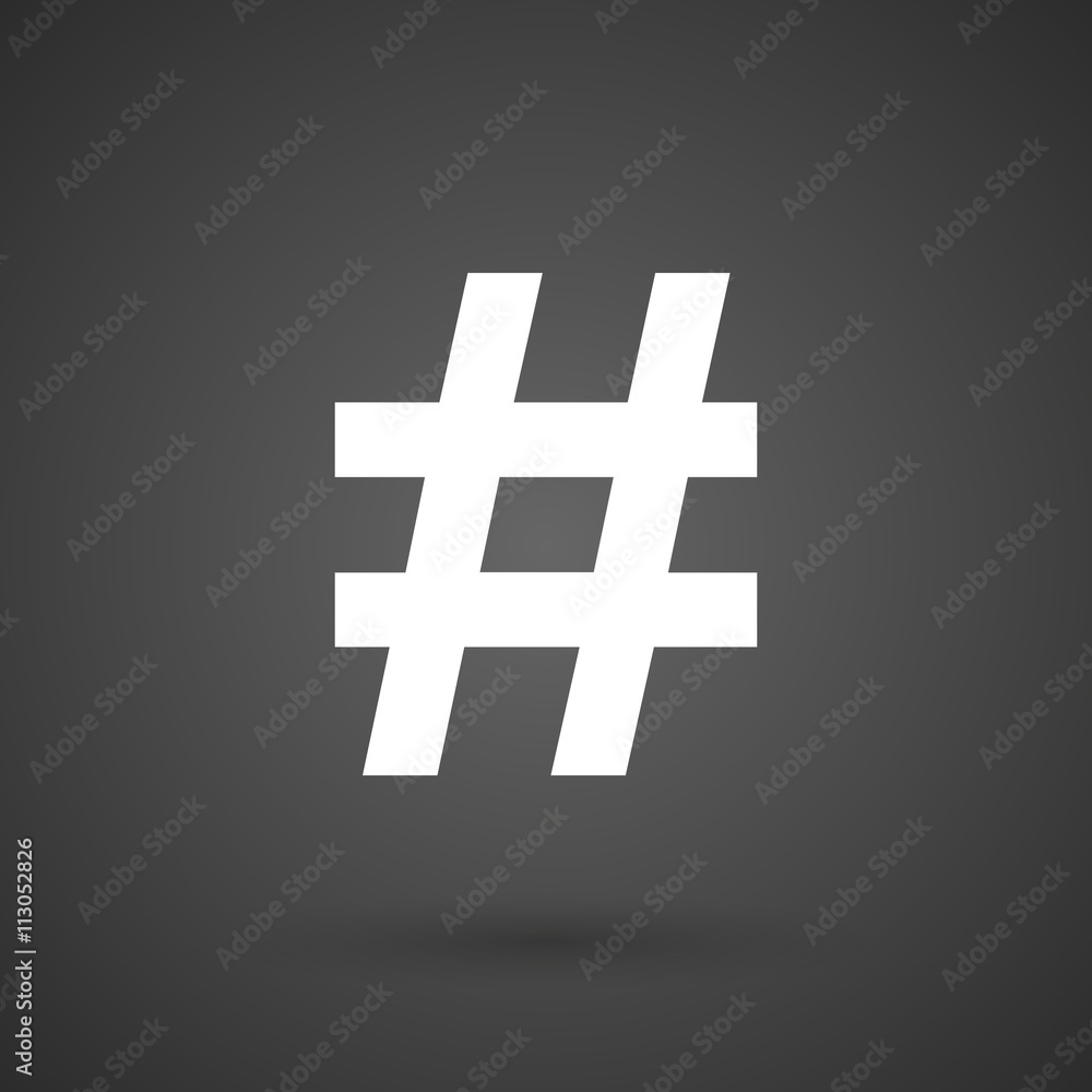 Fototapeta premium a hash tag white icon on a dark background