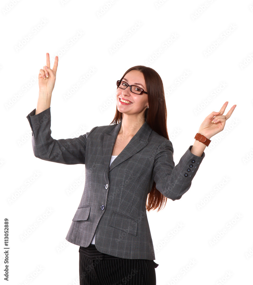 young girl standing on a white background young girl standing on a white background