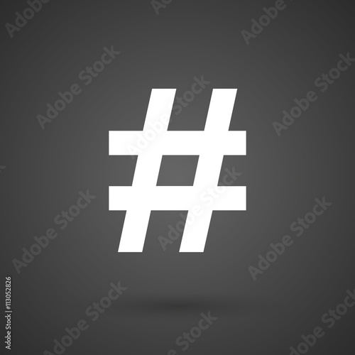  a hash tag    white icon on a dark  background