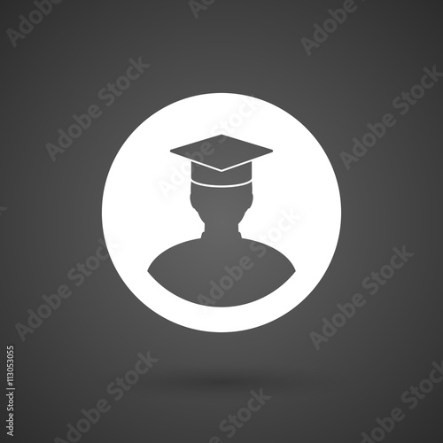   a student   white icon on a dark  background