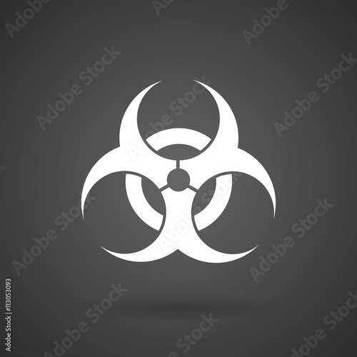  a biohazard sign    white icon on a dark  background
