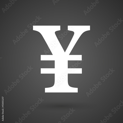   a yen sign   white icon on a dark  background