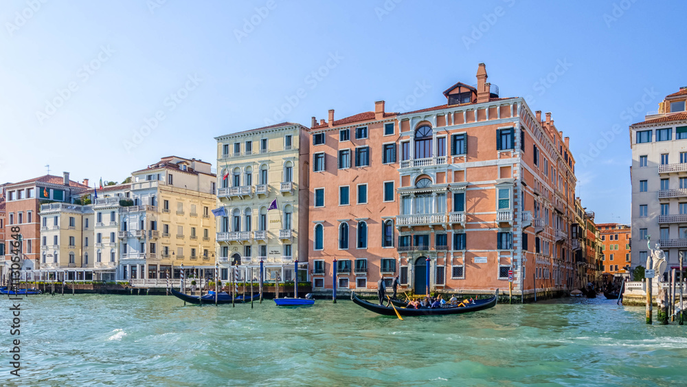 Colourful houses on the Grand canal in Venice