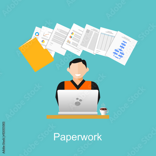 Paperwork illustration. Stack of paper illustration.

