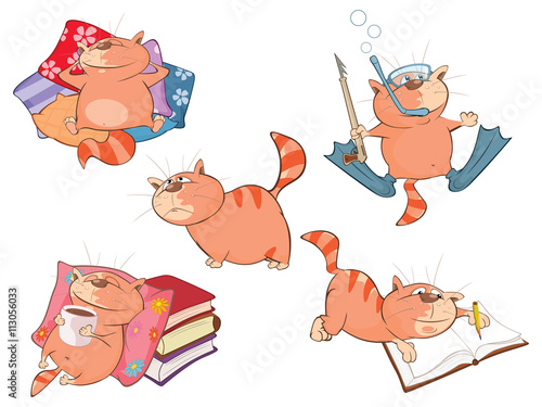 Illustration of a Set of a Cute Cartoon Cats for you Design. Cartoon Character