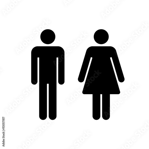 Vector man & woman icons. Toilet sign. The icon with a black sign on a white/color background. Can be used as a design element.