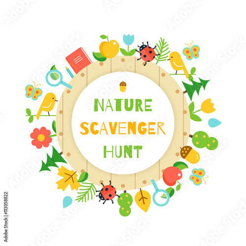 Nature Scavenger Hunt. Kids Game Poster