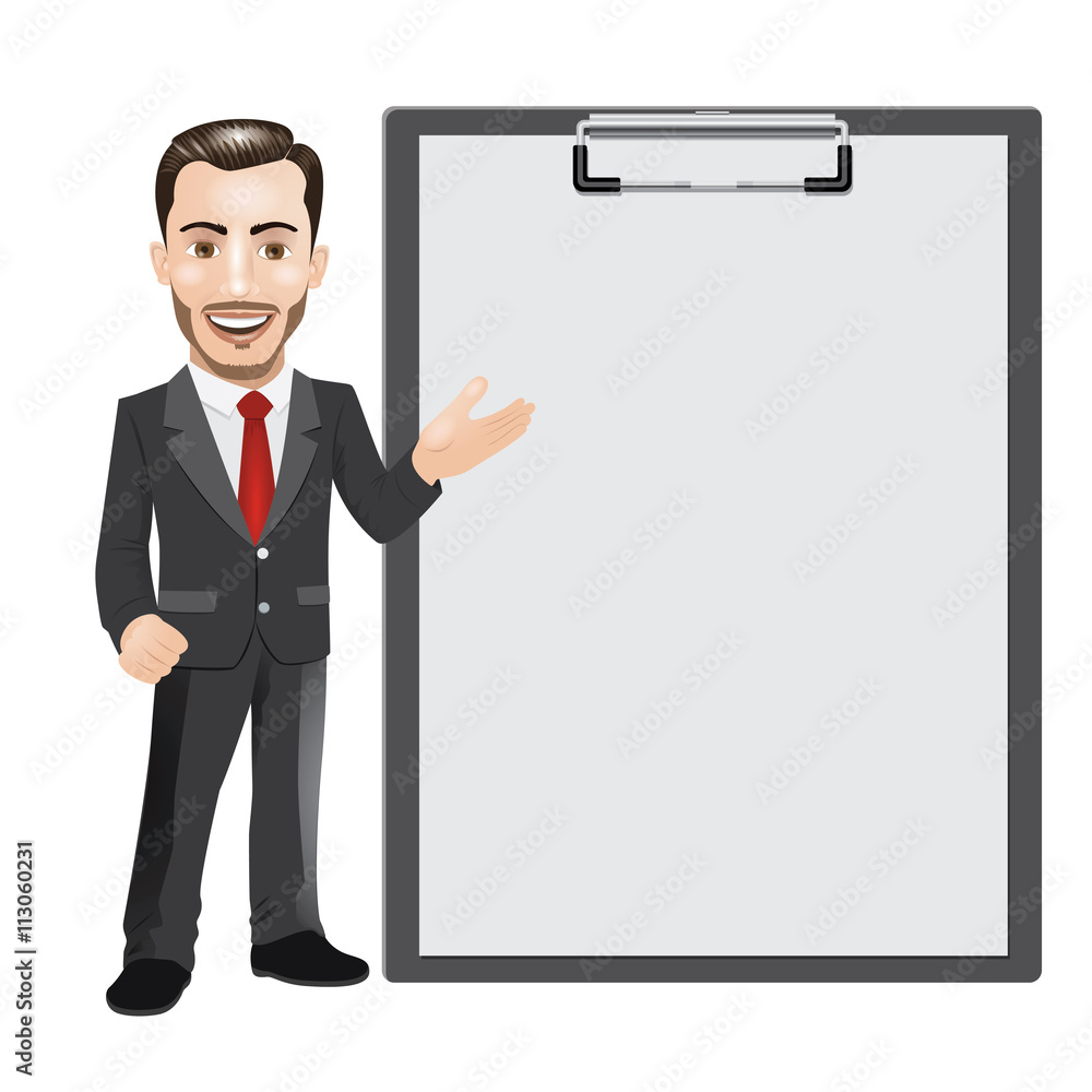 Businessman with Blank Paper on a Clipboard Businessman with Blank Paper on a Clipboard