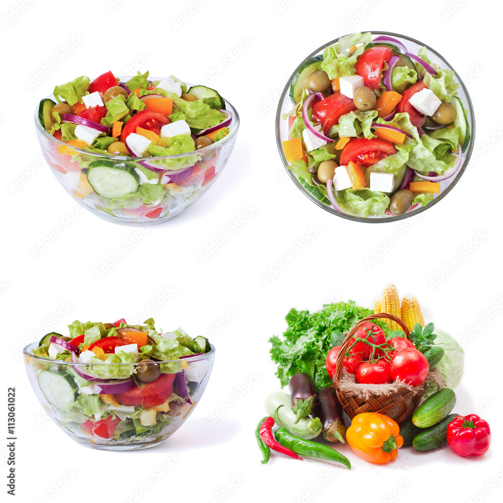 Greek Salad closeup isolated on white Greek Salad closeup isolated on white