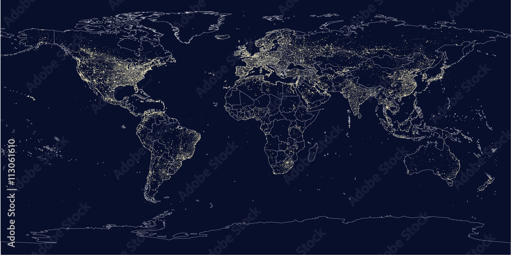 Obraz premium Mapa polityczna świateł miejskich