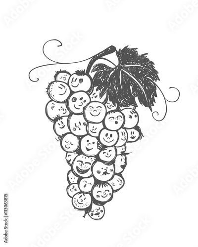 bunch of grapes with cheerful faces