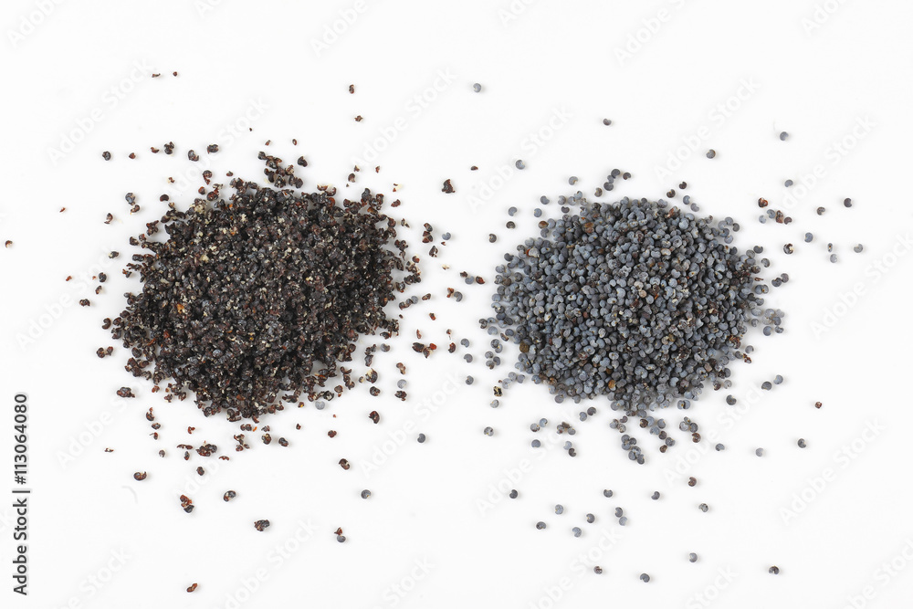 piles of poppy seeds piles of poppy seeds