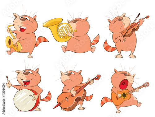 Illustration of a Set of a Cute Cartoon Cats for you Design. Cartoon Character