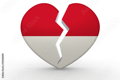 Free Download Broken white heart shape with Indonesia flag - GFXLoad