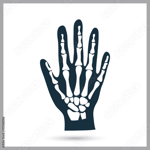 Hand sceleton icon on the background