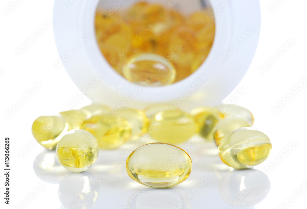 Fish oil on white background. Fish oil on white background.