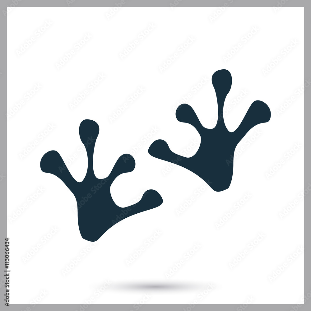 Frog paw print icon on the background Frog paw print icon on the background