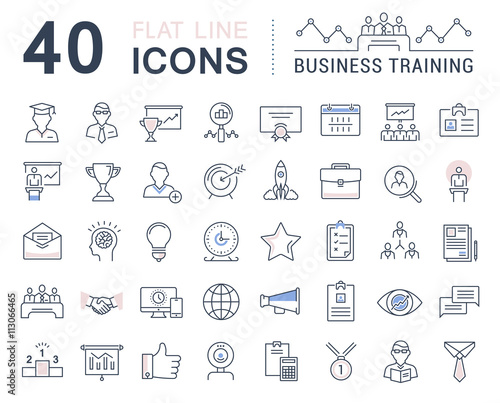 Set Vector Flat Line Icons Business Training