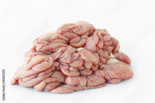 Chitterlings internal organs of pig.