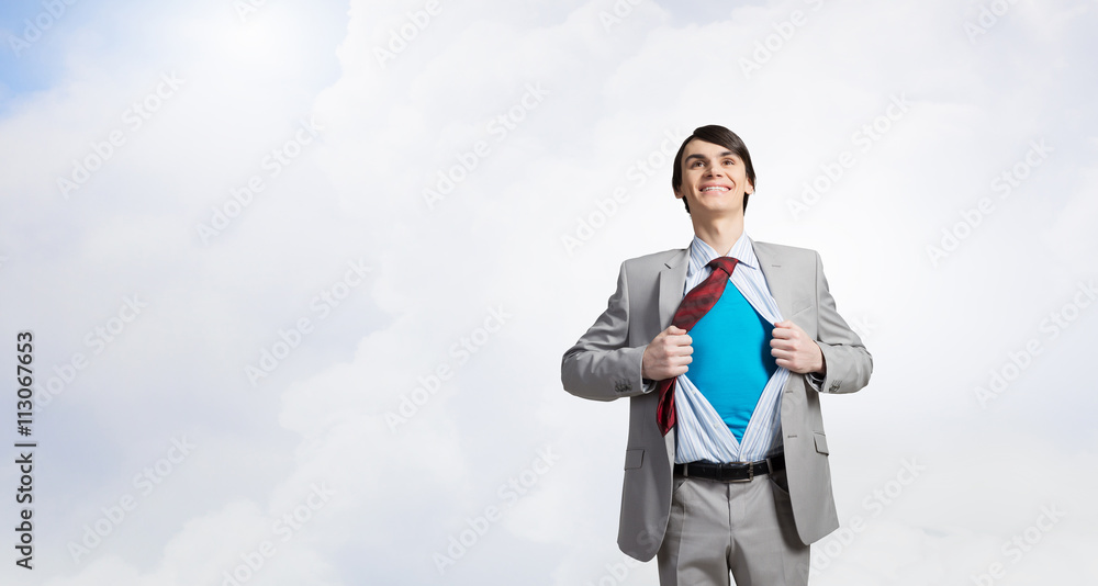 Determined super businessman Determined super businessman