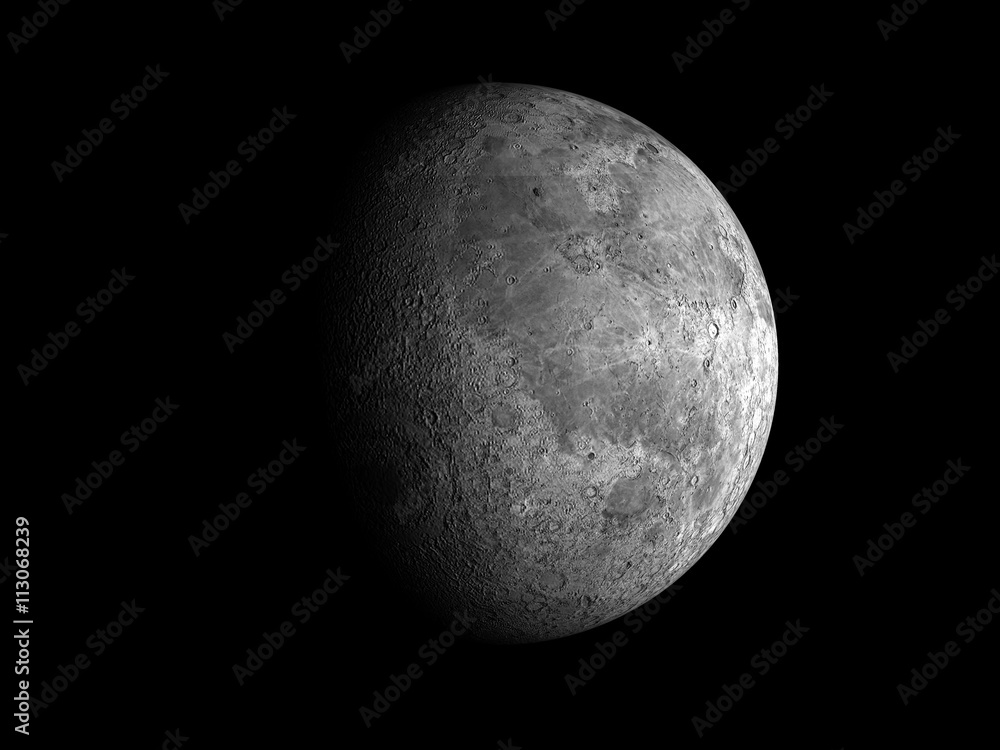 moon on black background view from space 3d moon on black background view from space 3d