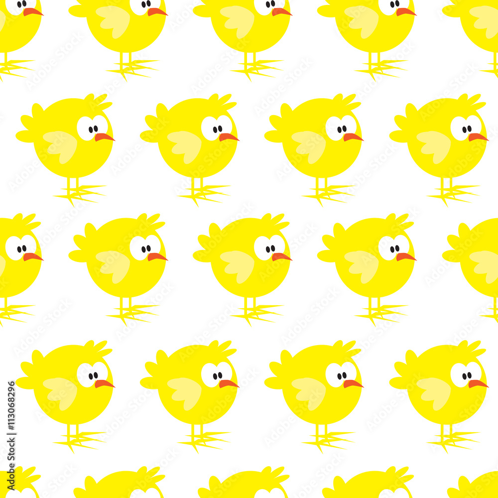 Seamless pattern with chicken on white background.