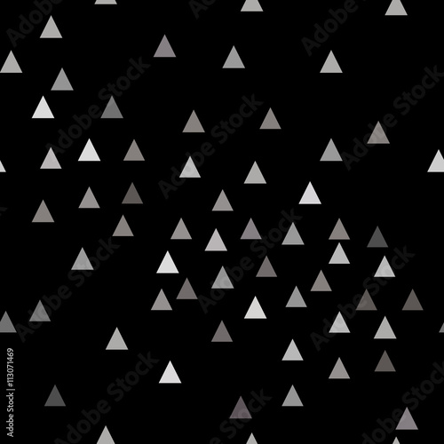 Triangle chaotic seamless pattern. Fashion graphic background design. Modern stylish abstract texture. Monochrome template for prints, textiles, wrapping, wallpaper, website etc. VECTOR illustration