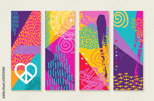 Color summer set design with nature art elements