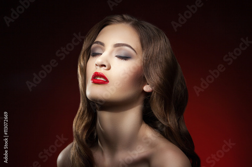 Sensual model with eyes closed