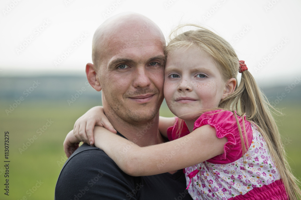 Portrait of girl with father, close-up Portrait of girl with father, close-up