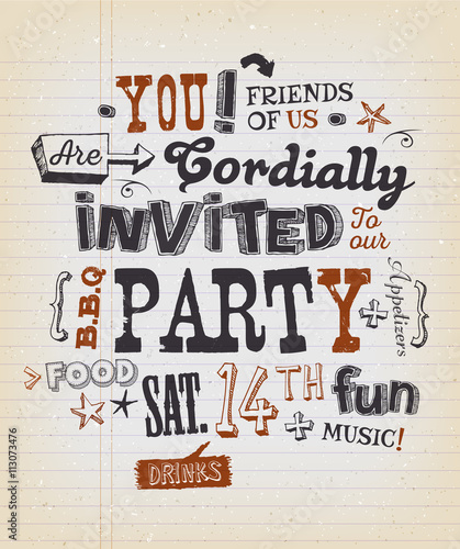 Party Invitation Poster On School Paper