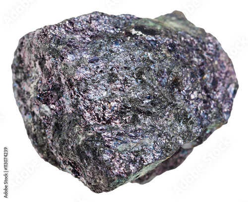bornite mineral stone (peacock copper) isolated