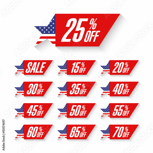 USA Independence Day Sale discount labels 