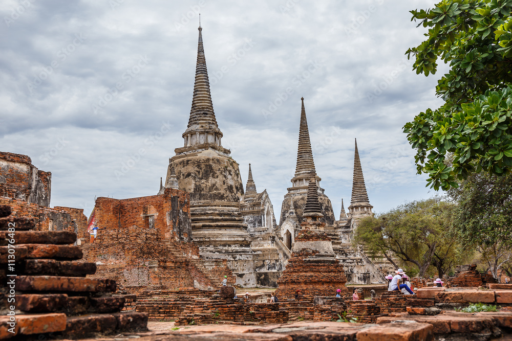 Wat Sri Sanphet landmark cultural organization UNESCO, which was registered as a World Heritage Ayutthaya, Thailand.