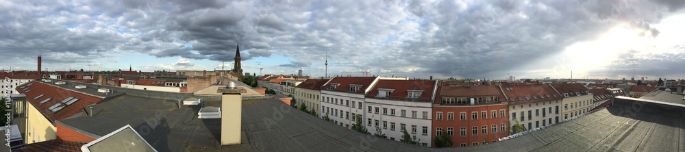 Berlin Roofing Panorama with Clouds