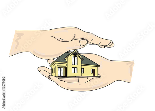 miniature house in hands